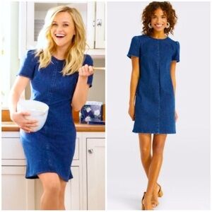 EUC Draper James Denim Shift Dress Dark Wash Size 6